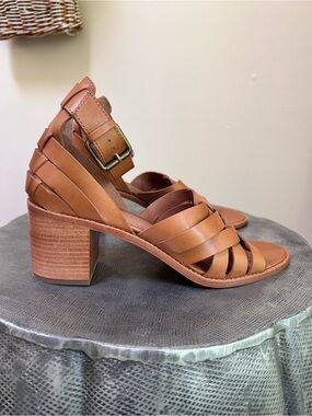 Frye ~ Bianca Huarache Tan Leather Block Heel Sandals size 11